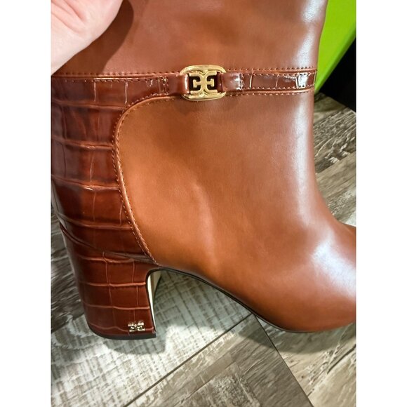 Sam Edelman Womens Florah Croc-Embossed Leather Heeled Boots Size 11M Brown - Picture 5 of 10